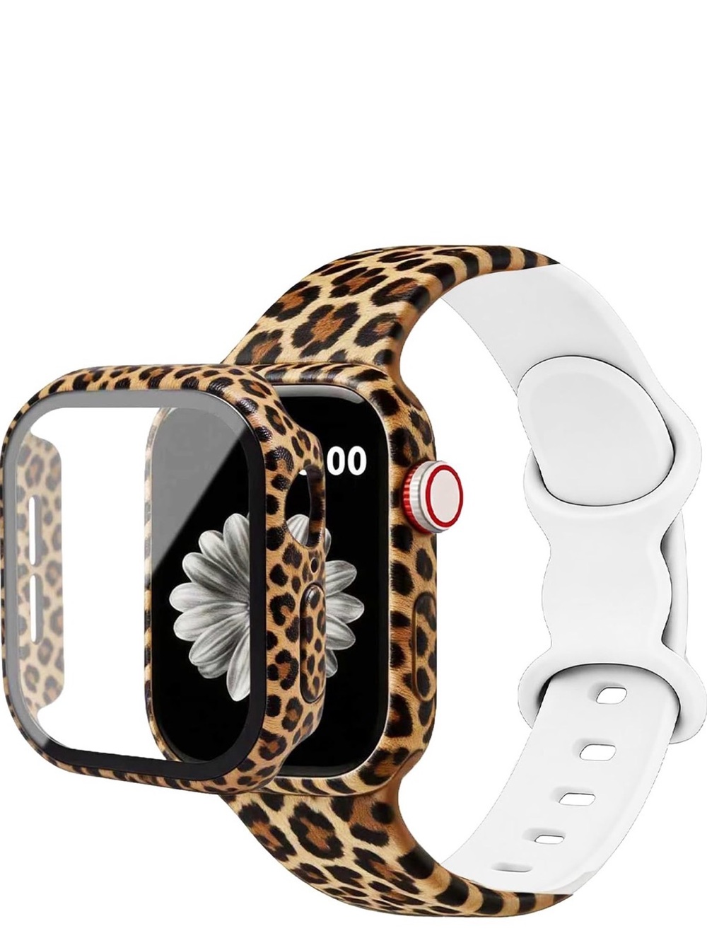 Leopard Print Protective Apple Watch Case and Band 44mm
